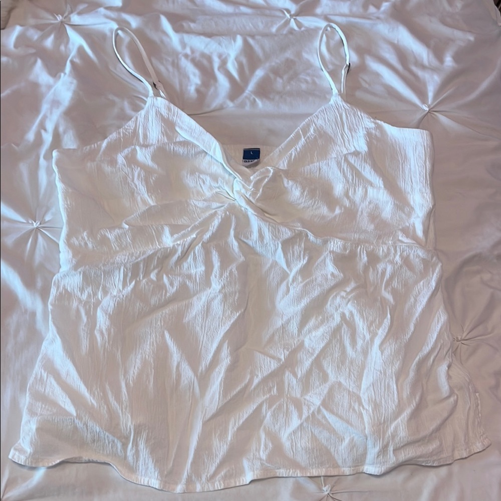 Old Navy White Fitted Ruched Camisole